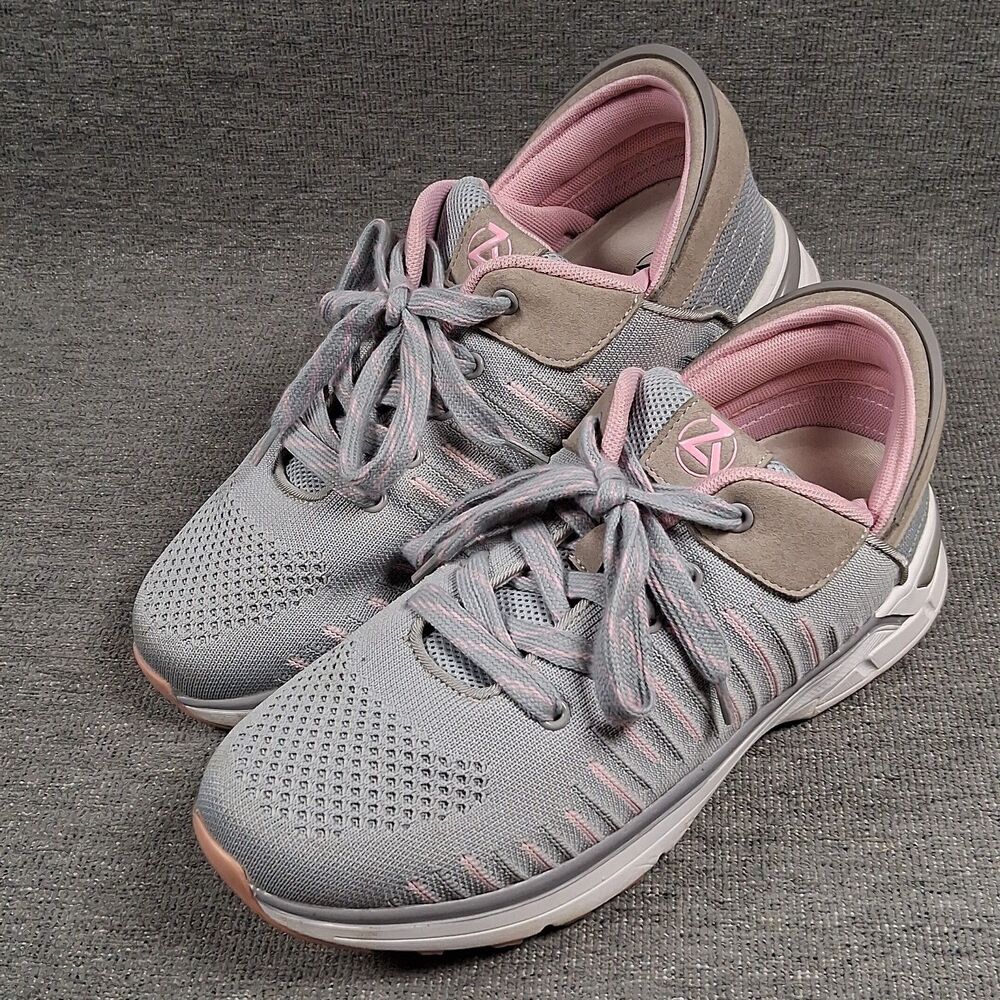 Zeba Women Hands Free Slip On Walking Sneakers Gray Pink Size 10.5 Orthopedic